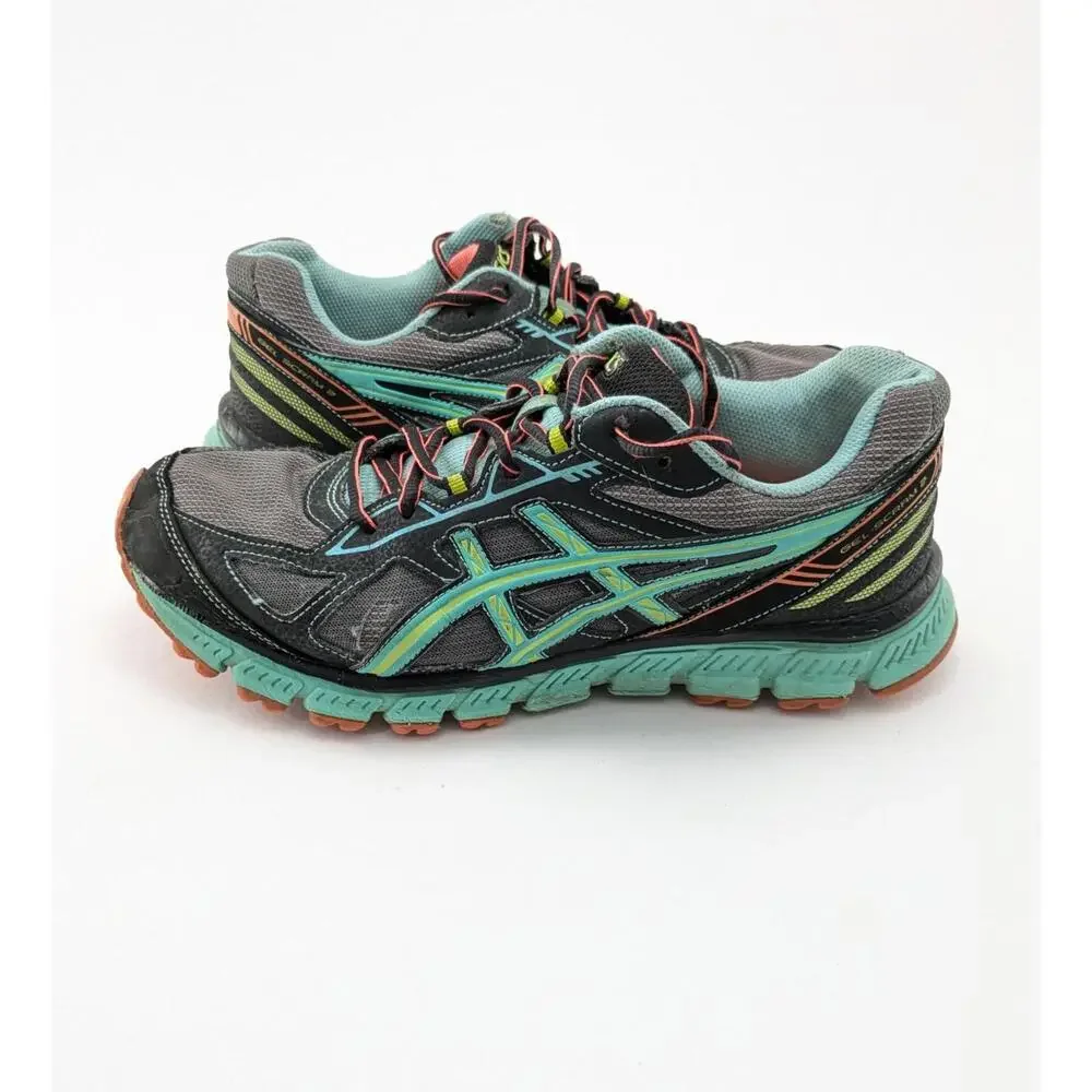 Womens ASICS Gel Scram 2 Teal Orange Athletic Running Shoes T3G7Q Size 11